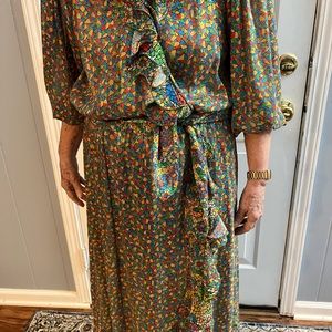 Multi color dress of red orange yellow, green and blue